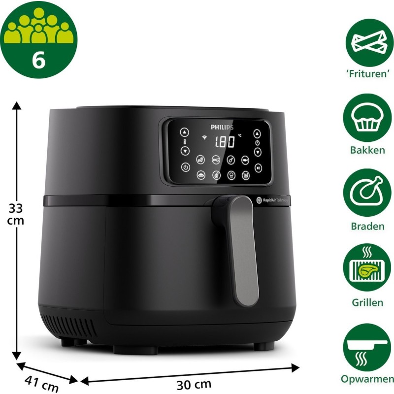 Philips Series 5000 Connected HD9285 XXL Airfryer 2kW Mørk sølv/sort